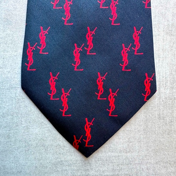 YSL Vintage Monogram Silk Tie - Picture 4 of 5